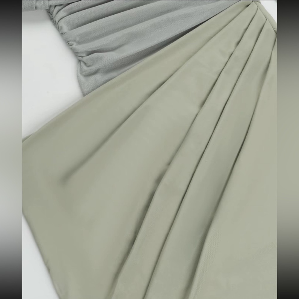 Elegant Off-Shoulder Sage Green Dress - Picture 7 of 8